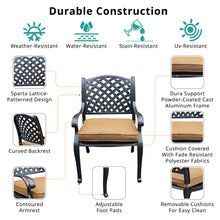 Load image into Gallery viewer, Cast Aluminum Dining Arm Chair With Brown Cushion