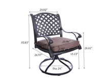 Load image into Gallery viewer, Aluminum Outdoor Dining Swivel Rocker Chair with Dupione Brown Cushion