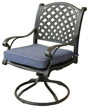 Load image into Gallery viewer, Cast Aluminum Dining Swivel Rocker With Navy Cushion