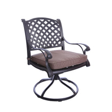 Load image into Gallery viewer, Aluminum Outdoor Dining Swivel Rocker Chair with Dupione Brown Cushion
