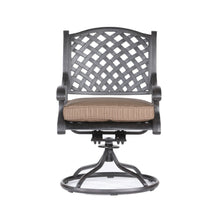 Load image into Gallery viewer, Aluminum Outdoor Dining Swivel Rocker Chair with Dupione Brown Cushion