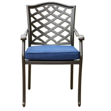 Load image into Gallery viewer, Aluminum Dining Arm Chair With Cushion, Blue Olefin