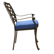 Load image into Gallery viewer, Aluminum Dining Arm Chair With Cushion, Blue Olefin