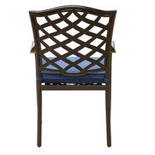 Load image into Gallery viewer, Aluminum Dining Arm Chair With Cushion, Blue Olefin