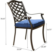 Load image into Gallery viewer, Aluminum Dining Arm Chair With Cushion, Blue Olefin