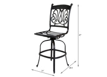 Load image into Gallery viewer, Cast Aluminum Armless Counter Barstool with Design (Set of 2)