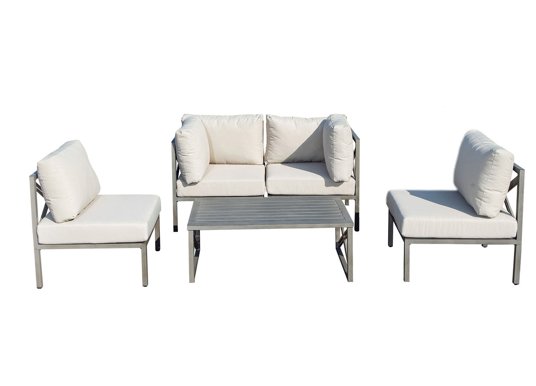 5-Piece Aluminum Sectional Seating Group with Beige Cushions B (Container Order Only)