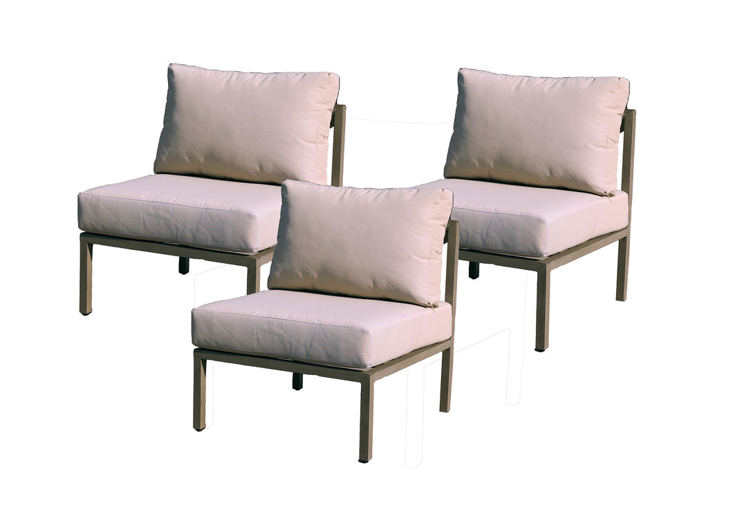 Oasis Aluminum Armless Club Chair with cushions (Set of 3) (Container Order Only)