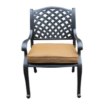 Load image into Gallery viewer, Cast Aluminum Dining Arm Chair With Cushion, Dark Lava Bronze/Brown
