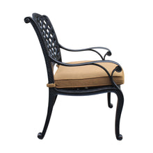 Load image into Gallery viewer, Cast Aluminum Dining Arm Chair With Cushion, Dark Lava Bronze/Brown
