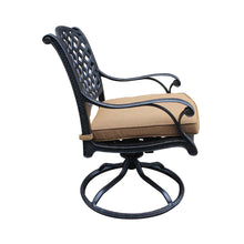 Load image into Gallery viewer, Cast Aluminum Dining Swivel Rocker With Cushion, Set of 2, Dark Lava Bronze/Brown
