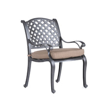 Load image into Gallery viewer, Indoor/Outdoor Dining Arm Chair With Cushion, Dark Lava Bronze/Dupione Brown
