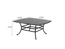 Load image into Gallery viewer, 64&quot; Square Outdoor Cast Aluminum Dining Table, Dark Lava Bronze
