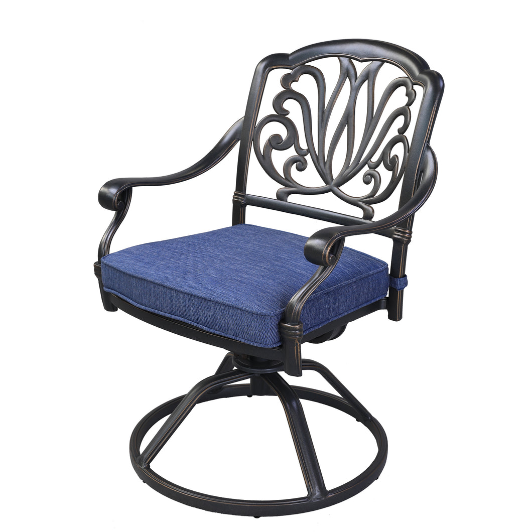 Dining Armchair With Cushion, Aluminum Frame, Set of 2, Dessert Night/Navy Blue