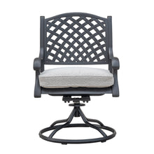 Load image into Gallery viewer, Cast Aluminum Dining Swivel Rocker With Cushion, Set of 2, Dark Lava Bronze/Sandstorm
