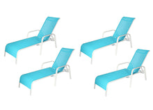 Load image into Gallery viewer, Commercial Chaise Lounge with Aqua Sling Fabric (Set of 4) (Container Order Only)
