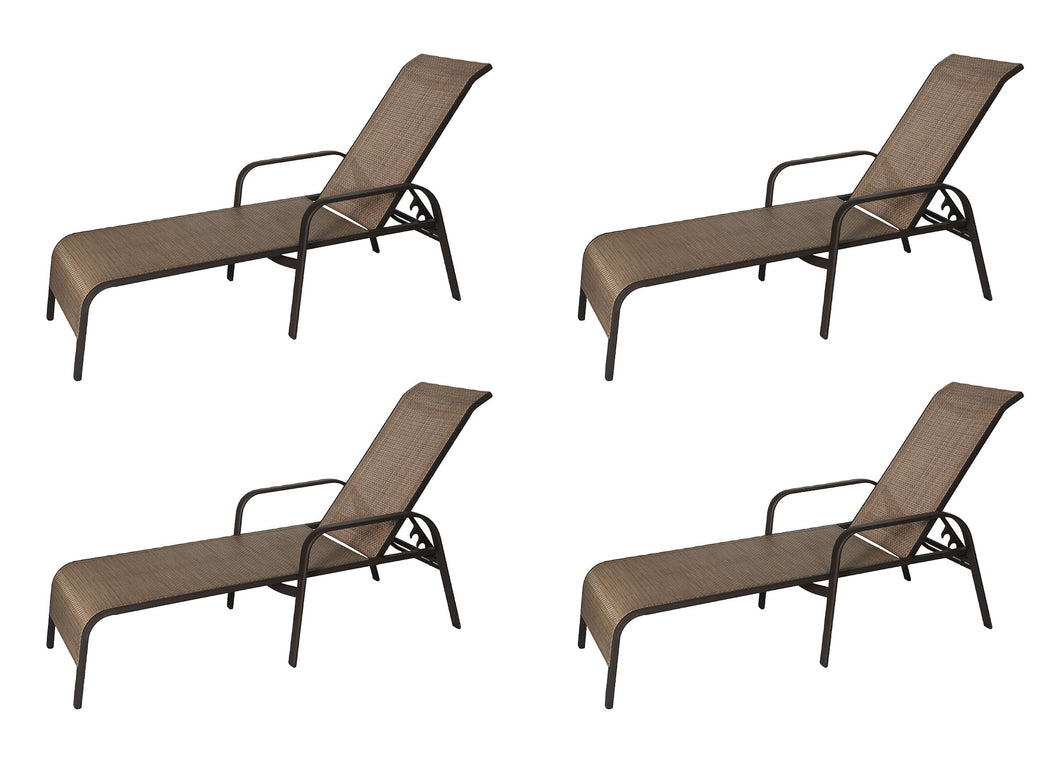 Commercial Chaise Lounge with Beige Sling Fabric (Set of 4) (Container Order Only)