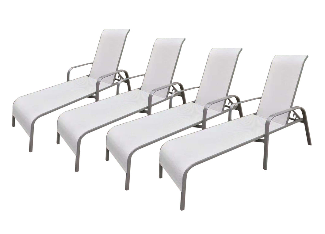 Commercial Chaise Lounge with Grey Sling Fabric (Set of 4) (Container Order Only)
