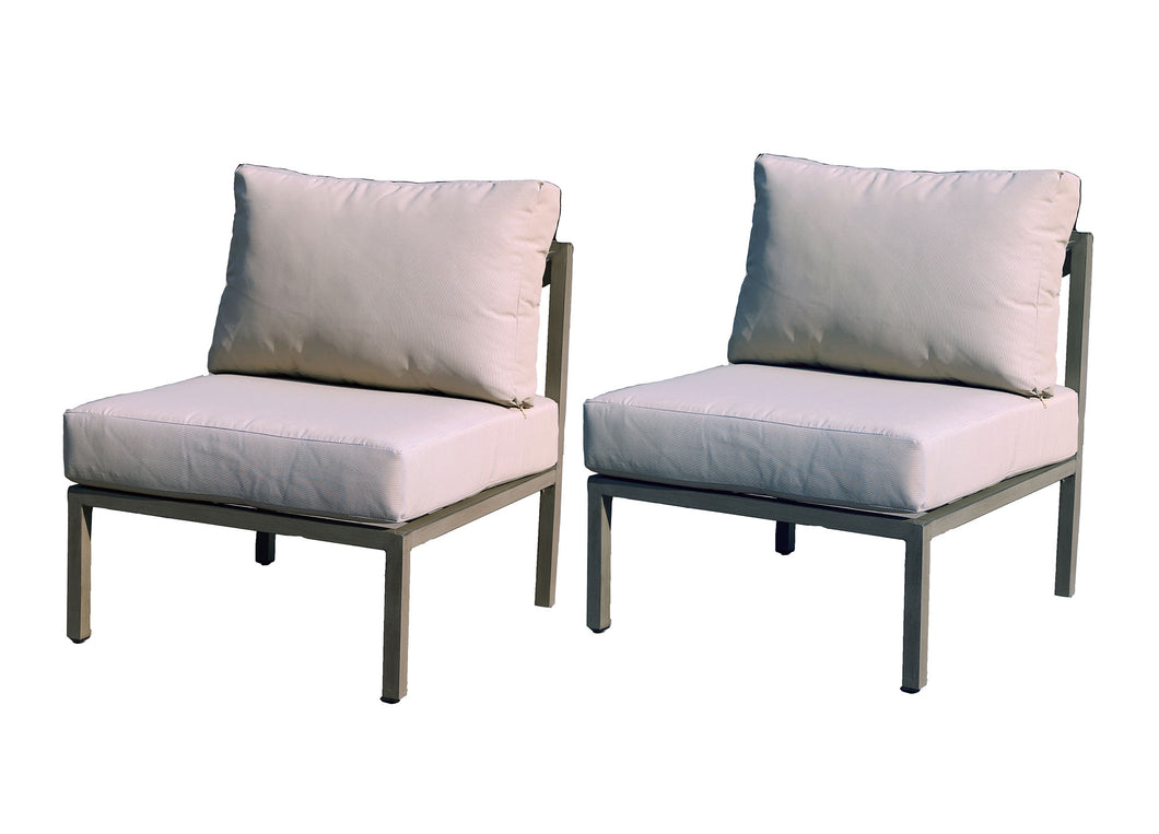 Oasis Aluminum Armless Club Chair with cushions (Set of 2) (Container Order Only)