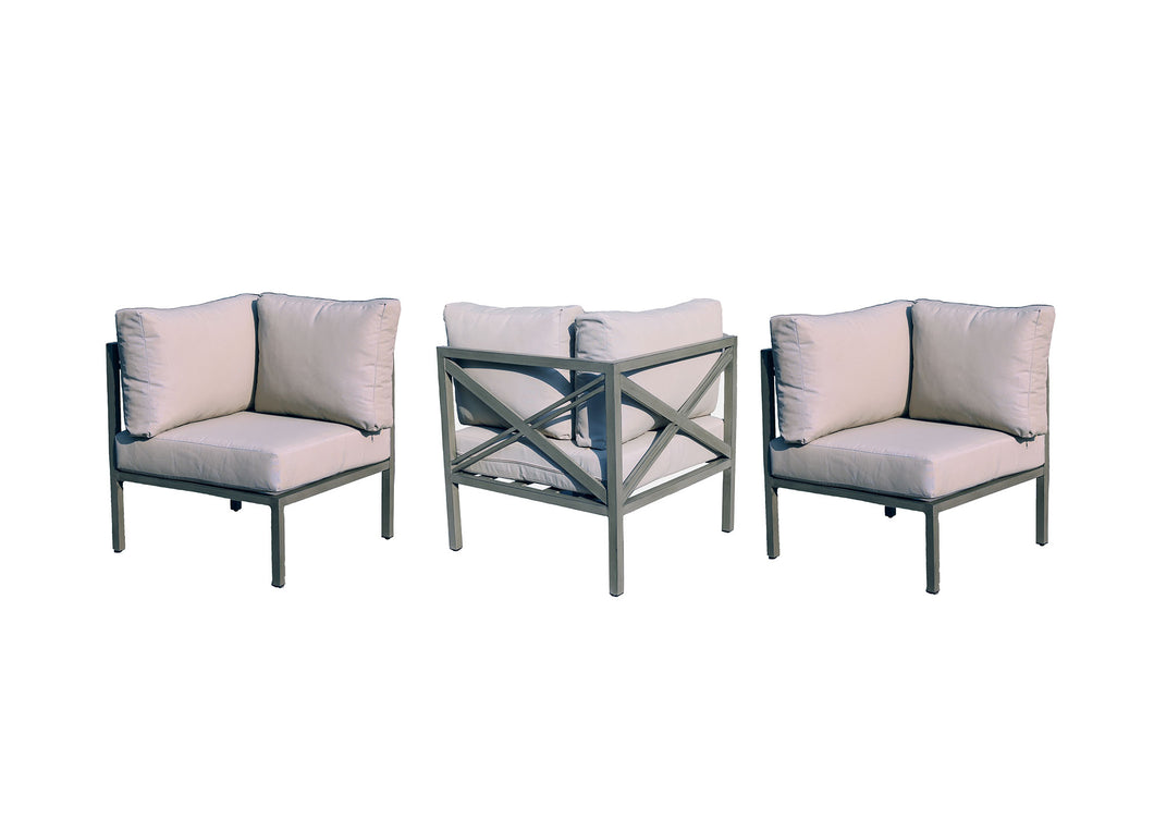 Oasis Aluminum Corner Chair with cushions (Set of 3) (Container Order Only)