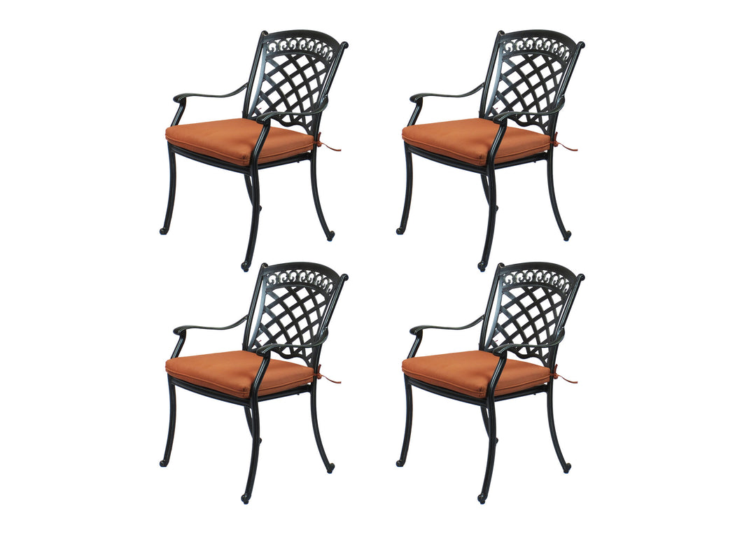 Cast Aluminum Dining Chairs with Cushions (Set of 4) (Container Order Only)