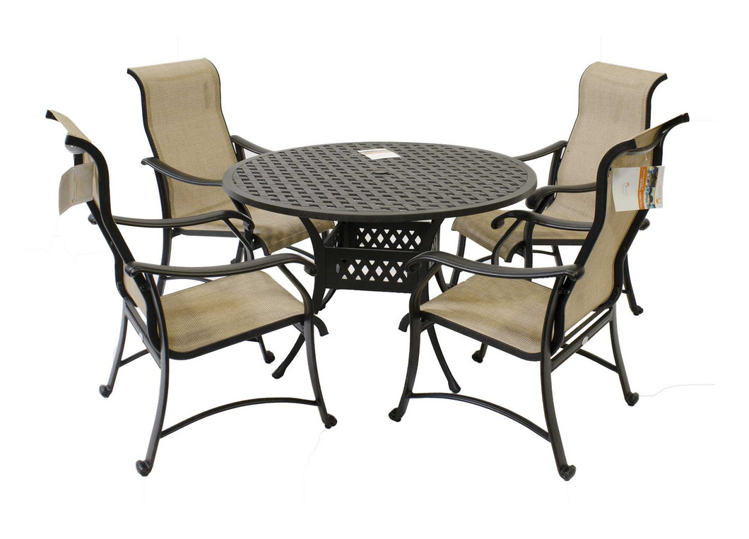 Sling 5-Piece Cast Aluminum Dining Set with 48