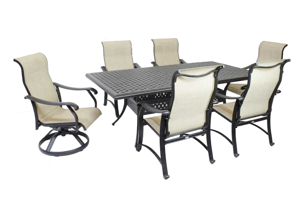 Sling 7-Piece Cast Aluminum Dining Set with 86