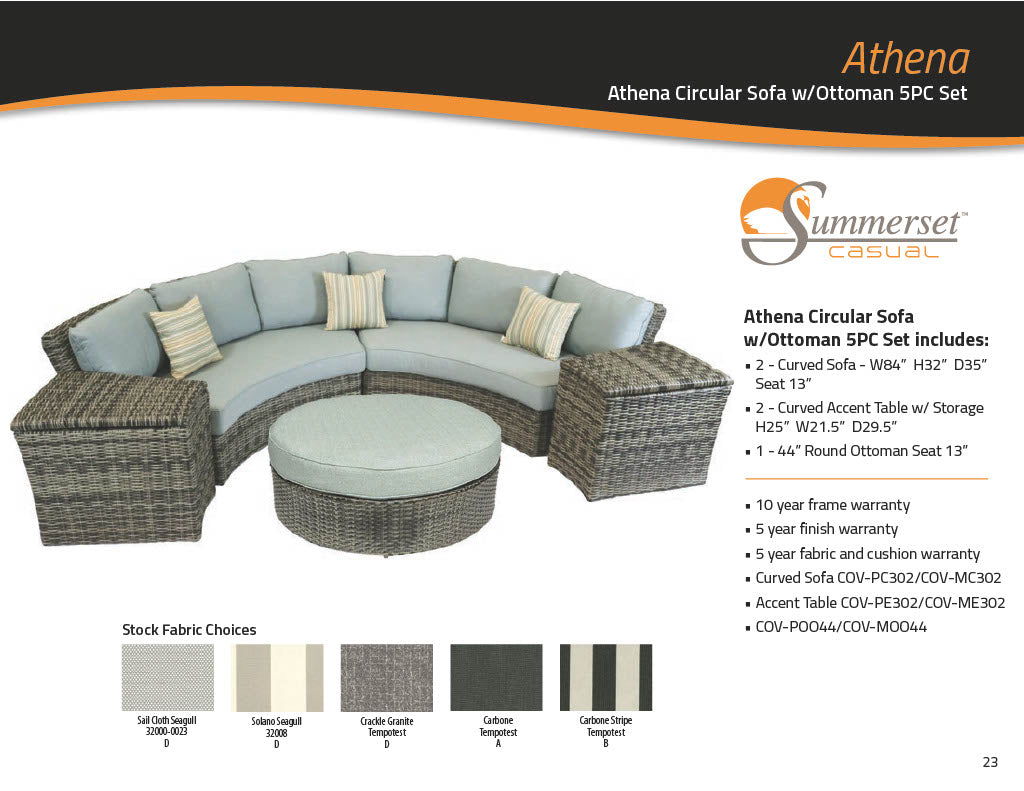 Athena Circular Sofa w/ Ottoman 5PC Set