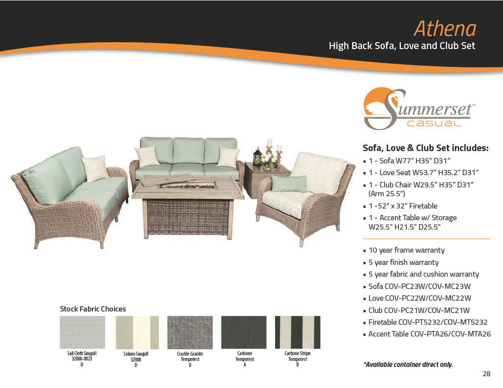 Athena High Back Sofa 5PC Set