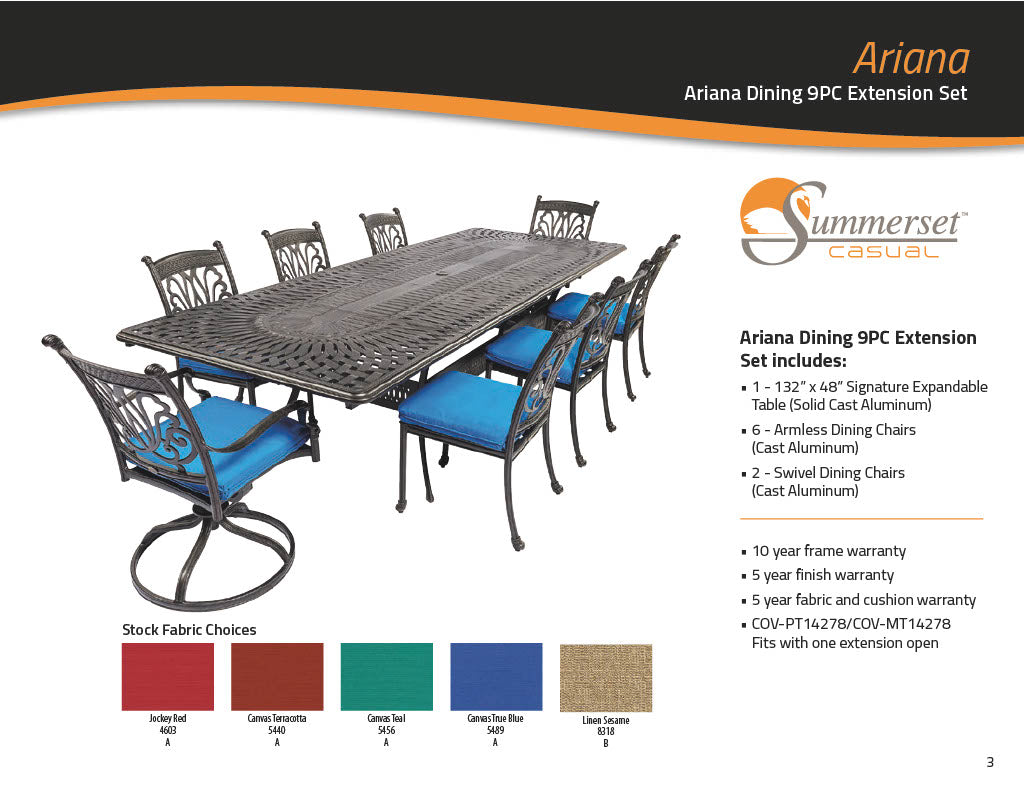 Ariana Dining 9PC Extension Set