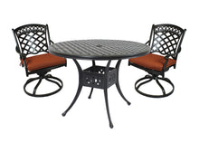 Load image into Gallery viewer, Cast Aluminum 3 PC Dining Set with 42&quot; Round Table and 2 Swivel Rocker Chairs (Container Order Only)
